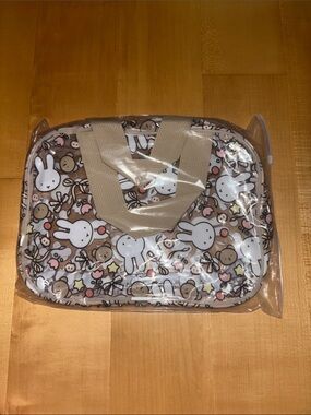 miffy Beige and White Bunny Print Cosmetic Tote